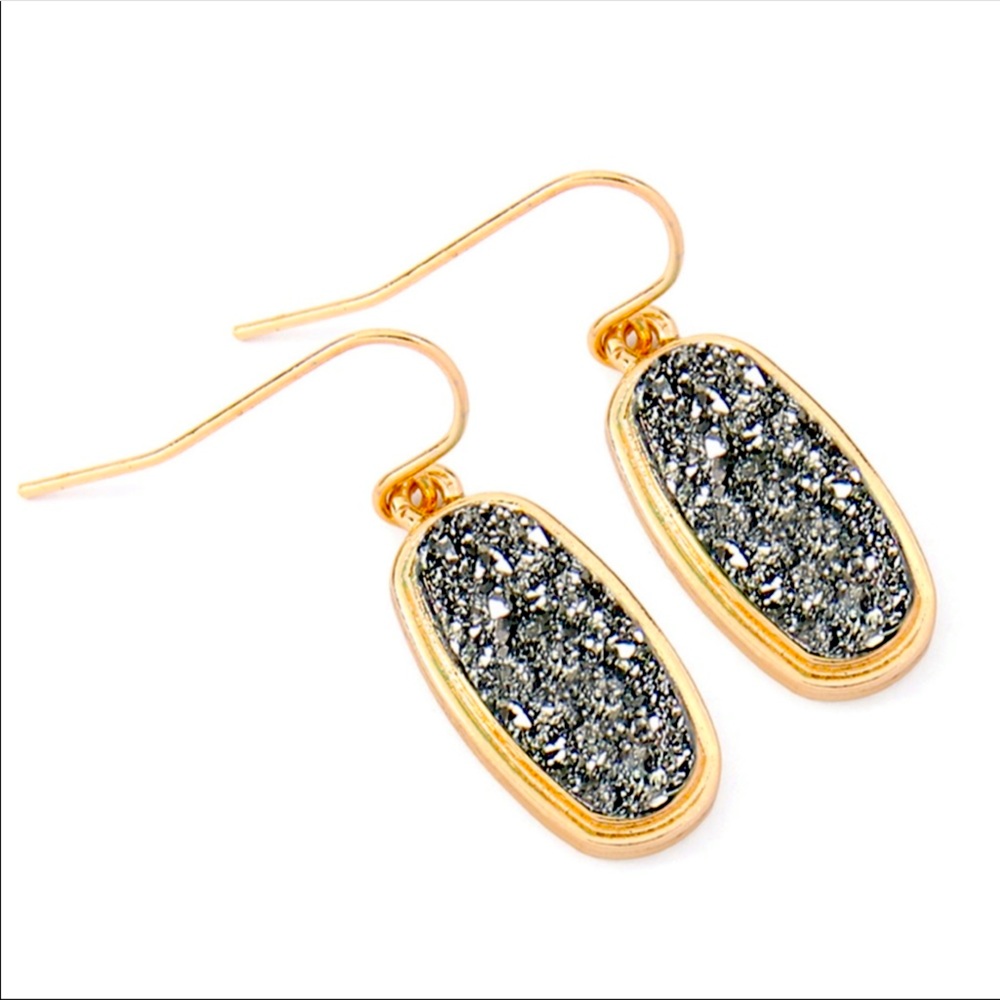 2 For $15 Hermatite Druzy Drop Earrings